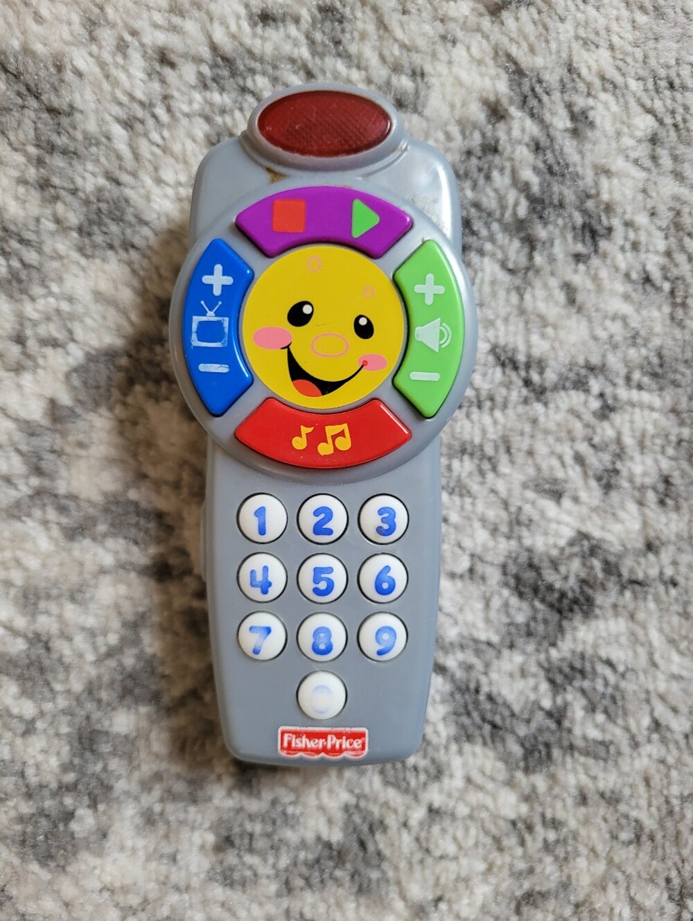 Fisher-Price Gray Remote Toy with Red, Yellow, Green, Blue, Purple Buttons